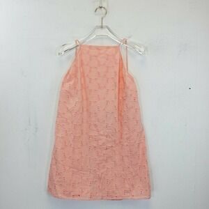 Eyelet Halter Top Womens XS 2 Peach ASOS Cotton Tunic Boho Summer Open Back NEW